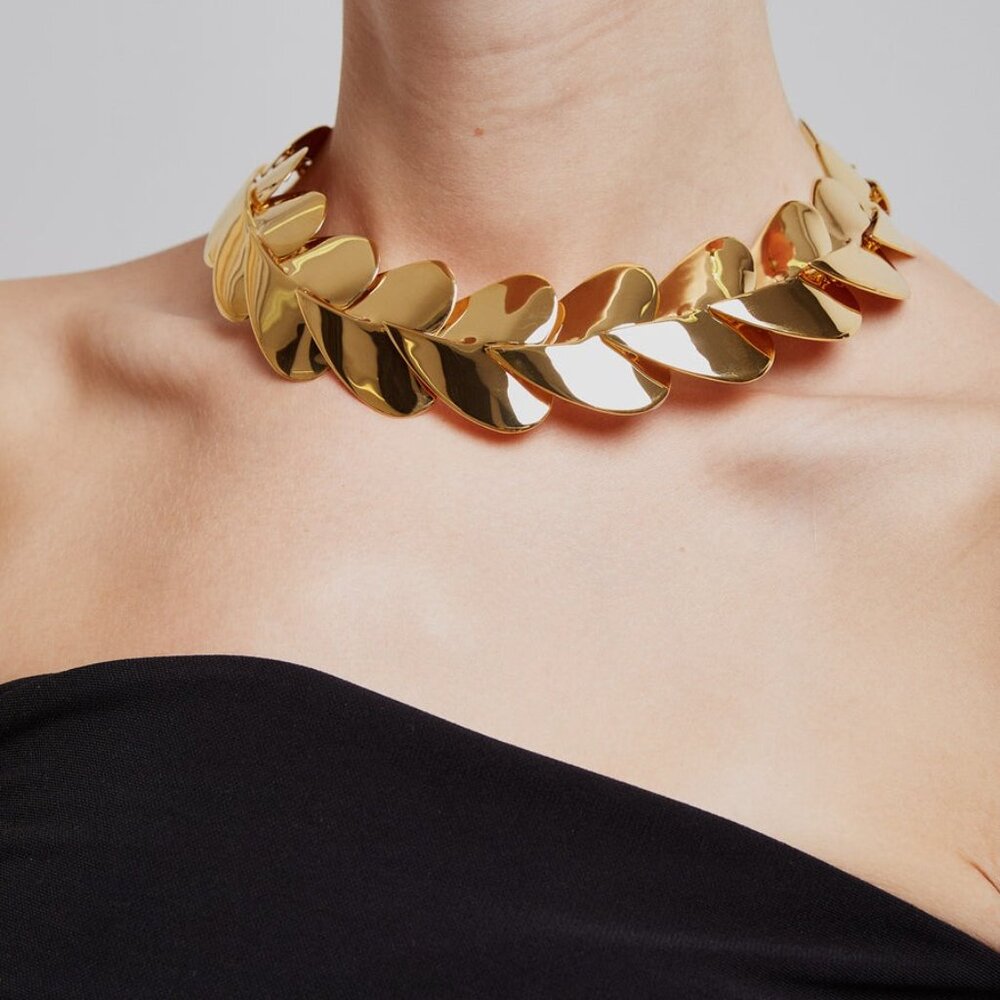 Alaia Heart Choker in Or gold heart necklace leaf - Picture 1 of 12